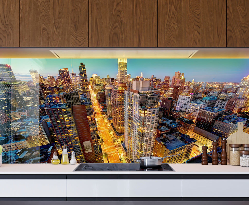New York City Skyline - Glass Kitchen Backsplash-BacksplashArtworks