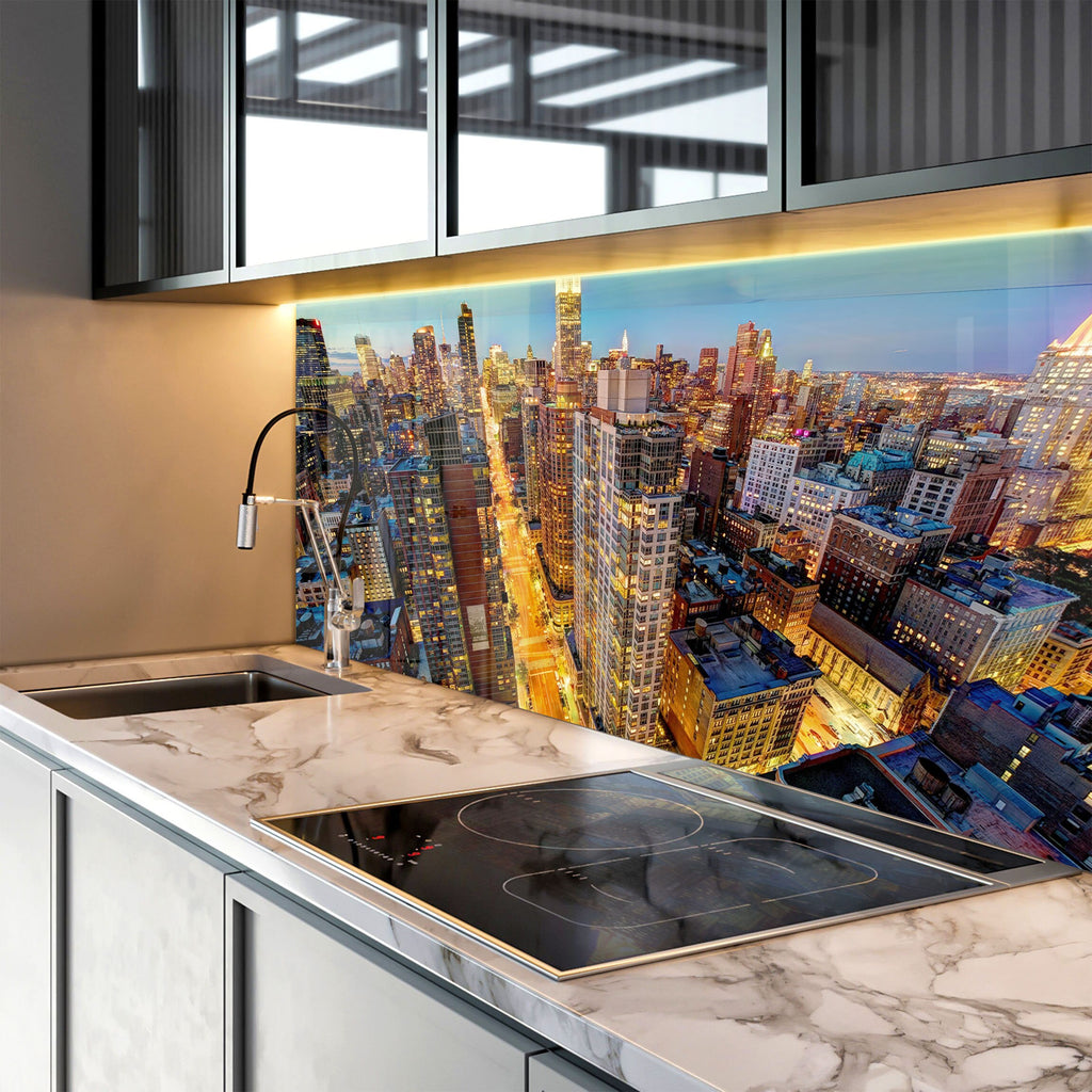 New York City Skyline - Glass Kitchen Backsplash-BacksplashArtworks