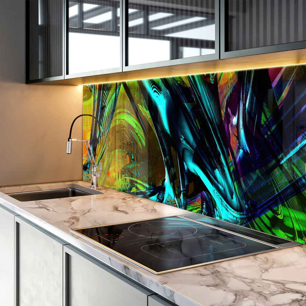 Colorful Abstract Art - Glass Kitchen Backsplash-BacksplashArtworks