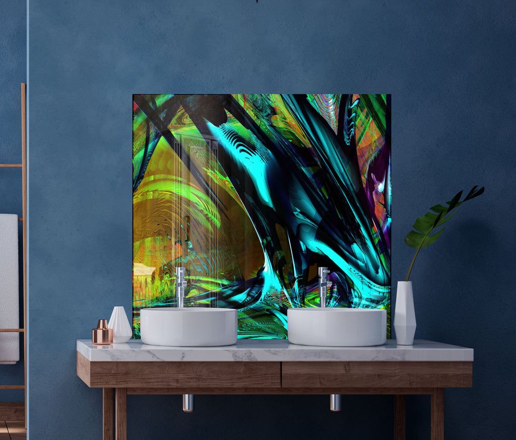 Colorful Abstract Art - Glass Kitchen Backsplash-BacksplashArtworks