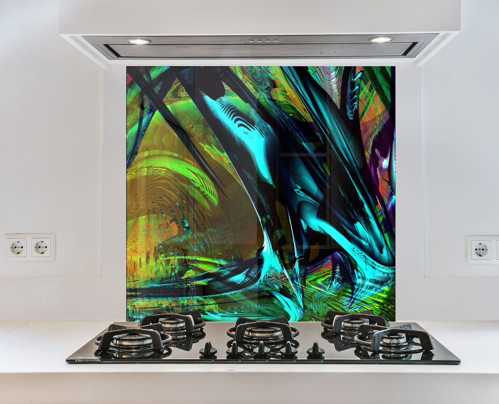 Colorful Abstract Art - Glass Kitchen Backsplash-BacksplashArtworks