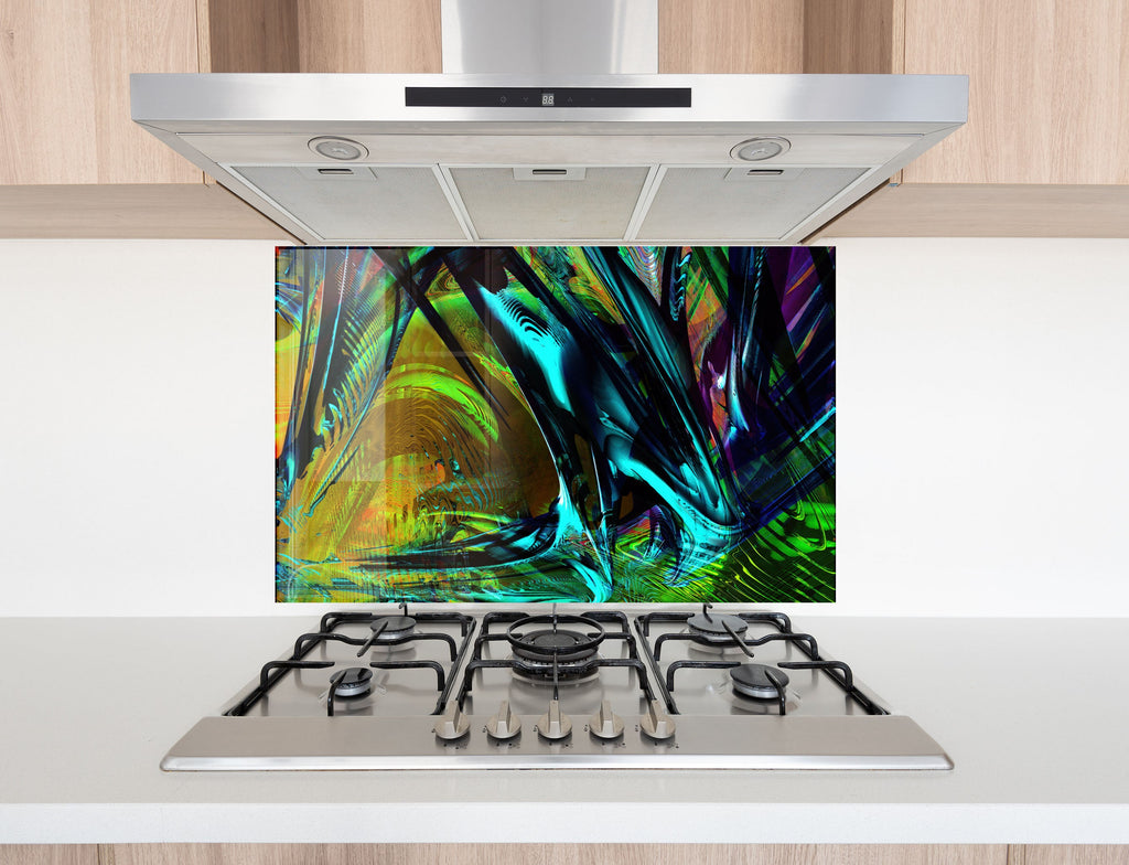 Colorful Abstract Art - Glass Kitchen Backsplash-BacksplashArtworks