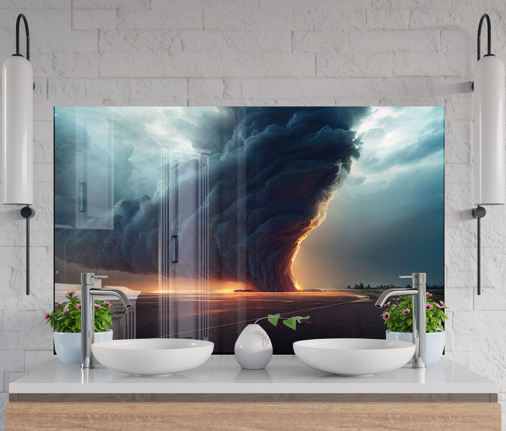 Stormy Twilight - Glass Kitchen Backsplash-BacksplashArtworks