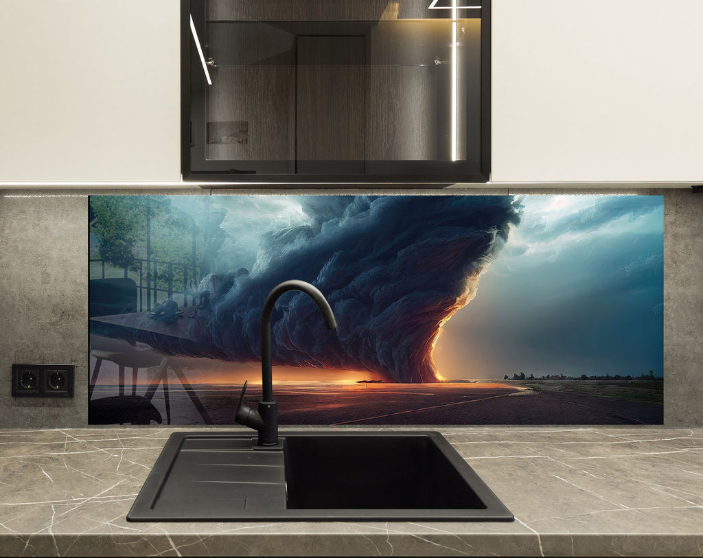 Stormy Twilight - Glass Kitchen Backsplash-BacksplashArtworks