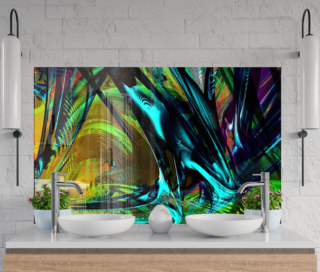 Colorful Abstract Art - Glass Kitchen Backsplash-BacksplashArtworks