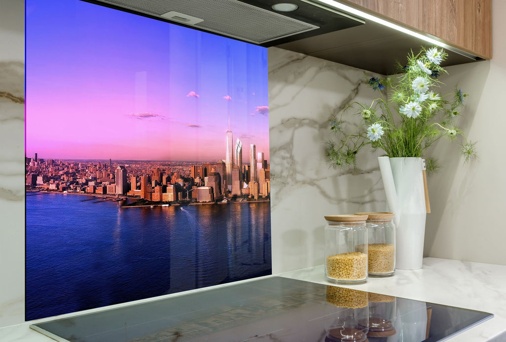 Skyline Sunset Cityscape Wall Art - Tempered Glass Kitchen Backsplash-BacksplashArtworks