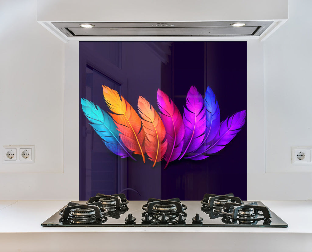 Feathers Tempered Glass Backsplash-BacksplashArtworks