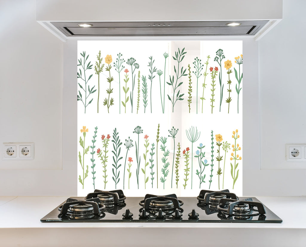 Wildflower Meadow Minimalist - Glass Kitchen Backsplash-BacksplashArtworks