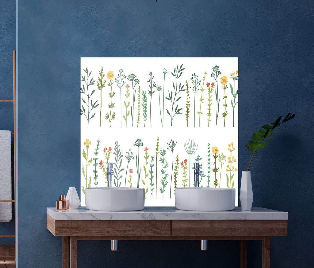 Wildflower Meadow Minimalist - Glass Kitchen Backsplash-BacksplashArtworks