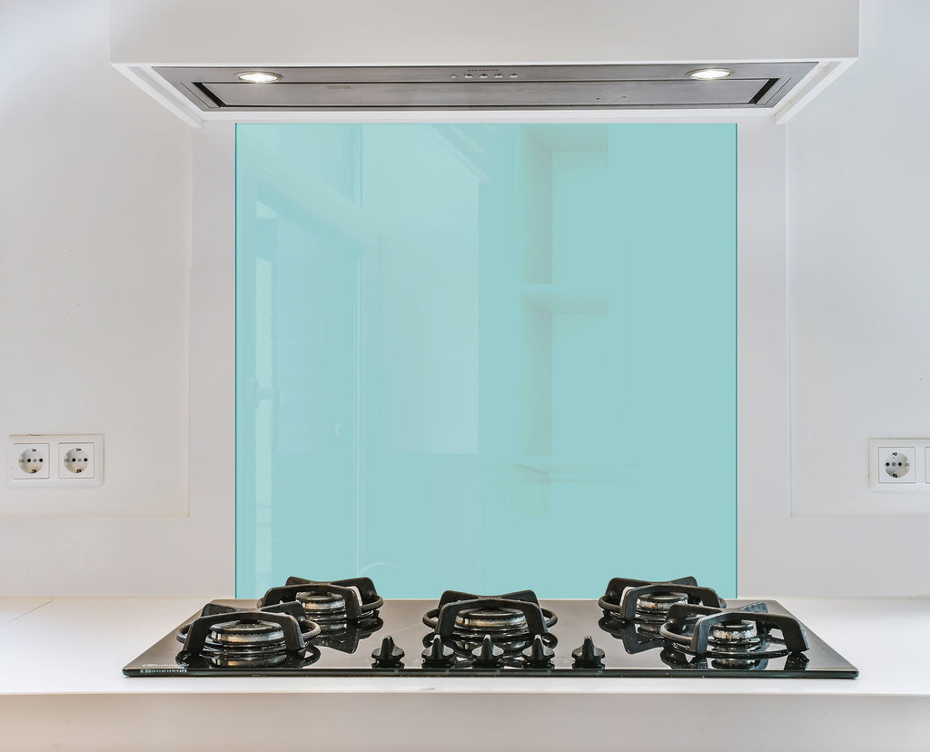 Light Blue-Green - Tempered Glass Kitchen Backsplash-BacksplashArtworks