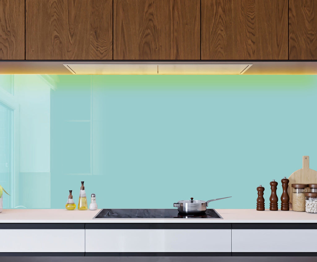 Light Blue-Green - Tempered Glass Kitchen Backsplash-BacksplashArtworks