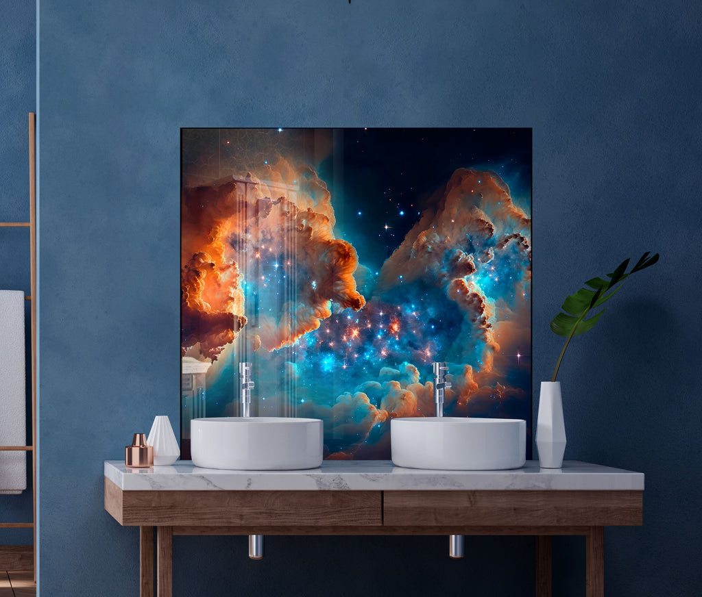 Cosmic Nebula Glass Kitchen Backsplash – Vibrant Galaxy Design-BacksplashArtworks