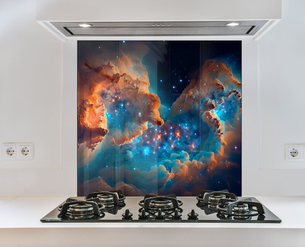 Cosmic Nebula Glass Kitchen Backsplash – Vibrant Galaxy Design-BacksplashArtworks