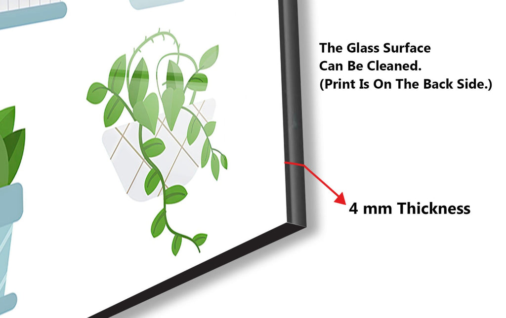Minimalist Succulent Garden - Glass Kitchen Backsplash-BacksplashArtworks