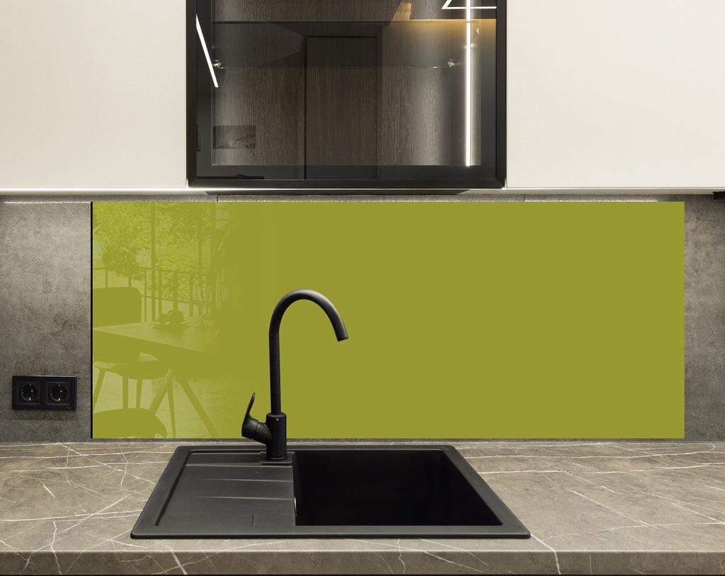 Olive - Tempered Glass Kitchen Backsplash-BacksplashArtworks