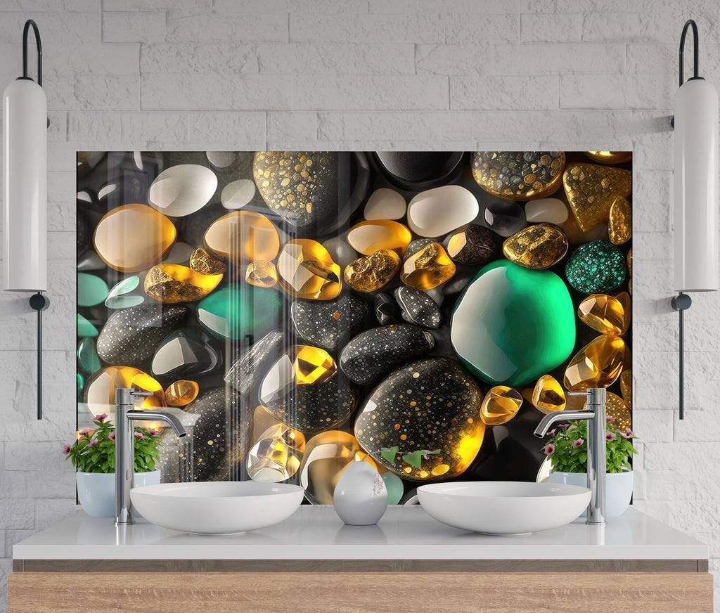 Zen & Spa Stones Tempered Glass Backsplash-BacksplashArtworks