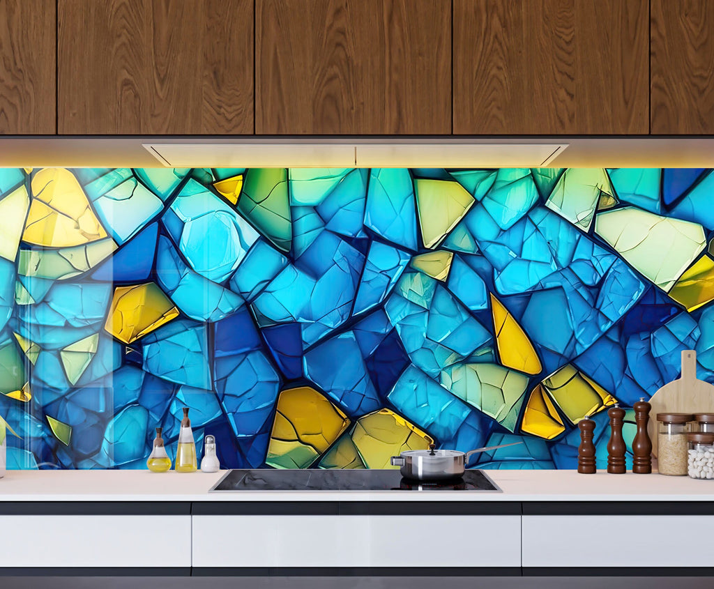 Blue Crystal - Glass Kitchen Backsplash-BacksplashArtworks