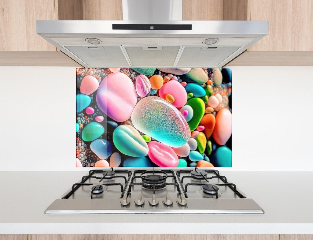 Colorful Zen Stones - Glass Bathroom Backsplash-BacksplashArtworks