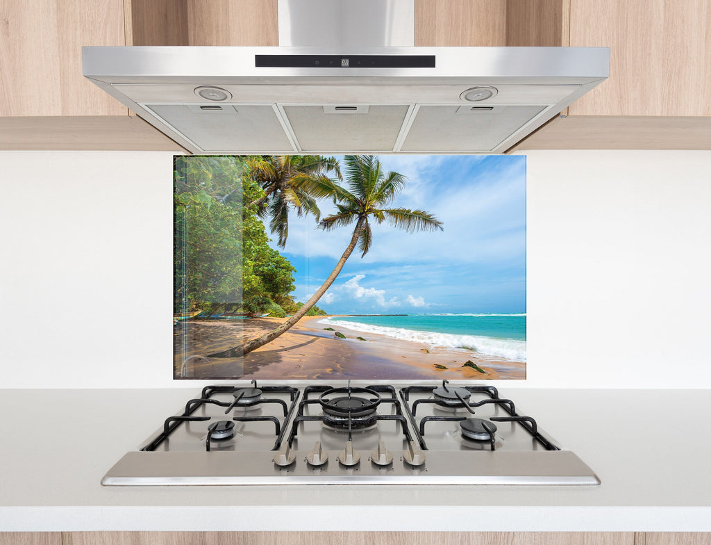Tropical Beach Escape Wall Art – Tempered Glass Kitchen Backsplash-BacksplashArtworks