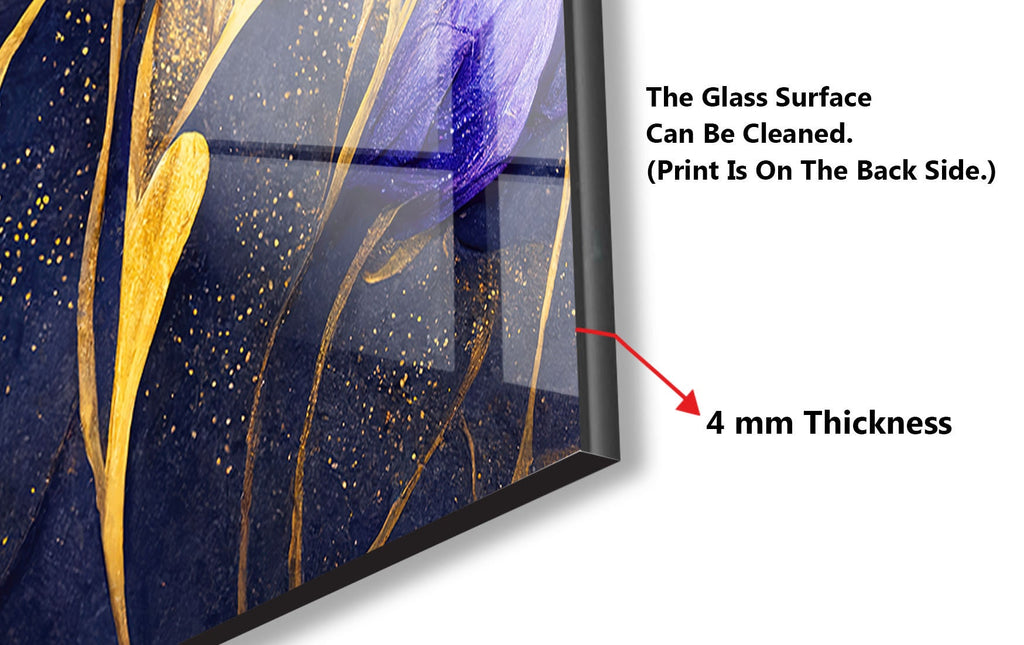 Purple Flower Tempered Glass Backsplash-BacksplashArtworks
