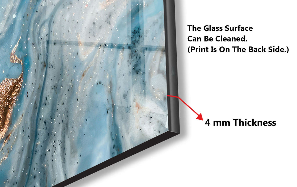Turquoise & Gold Swirls - Glass Kitchen Backsplash-BacksplashArtworks