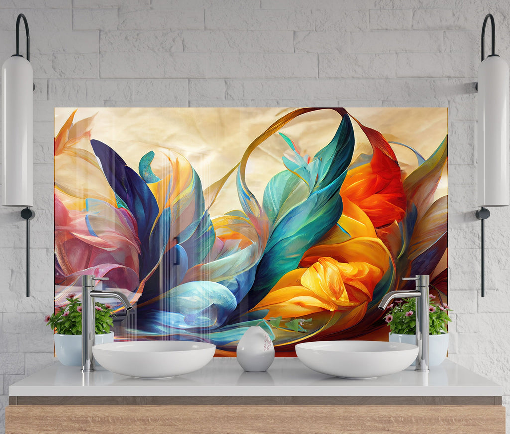 Abstract Tempered Glass Backsplash-BacksplashArtworks
