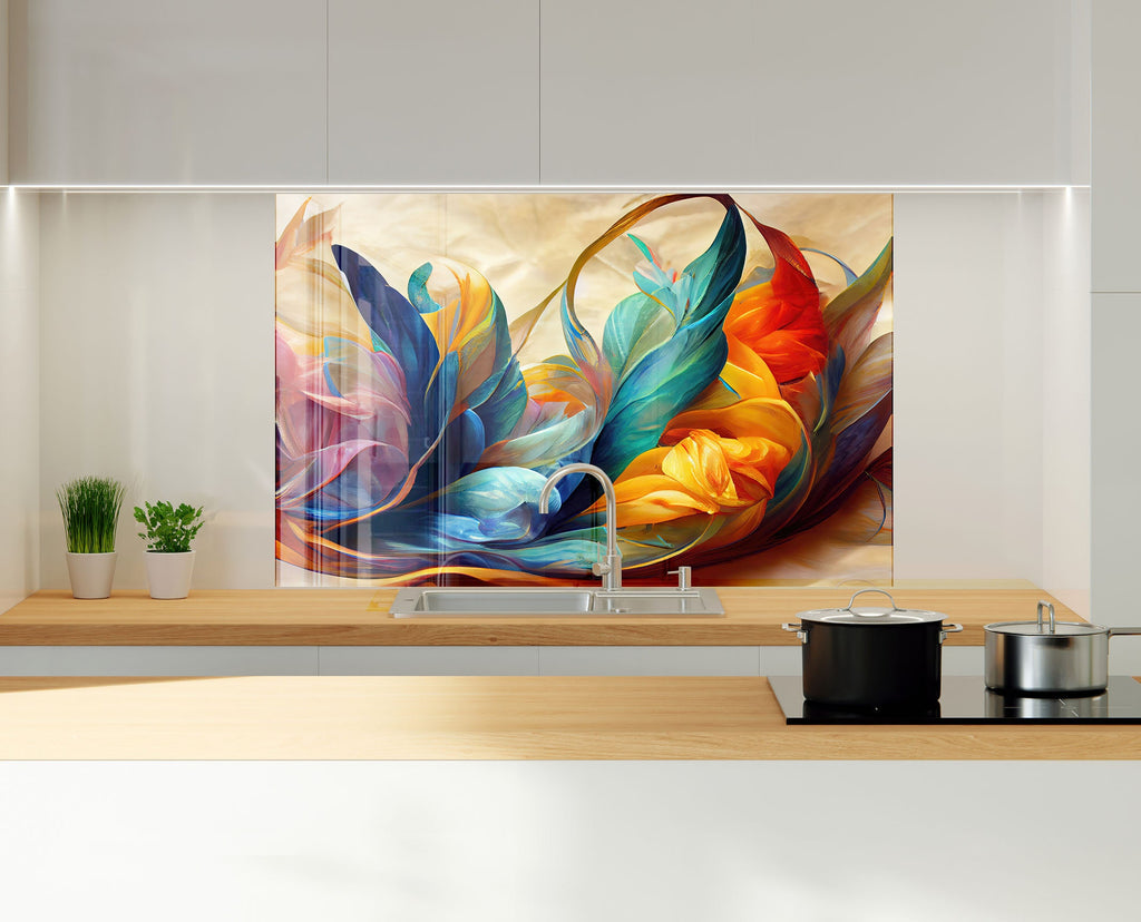 Abstract Tempered Glass Backsplash-BacksplashArtworks