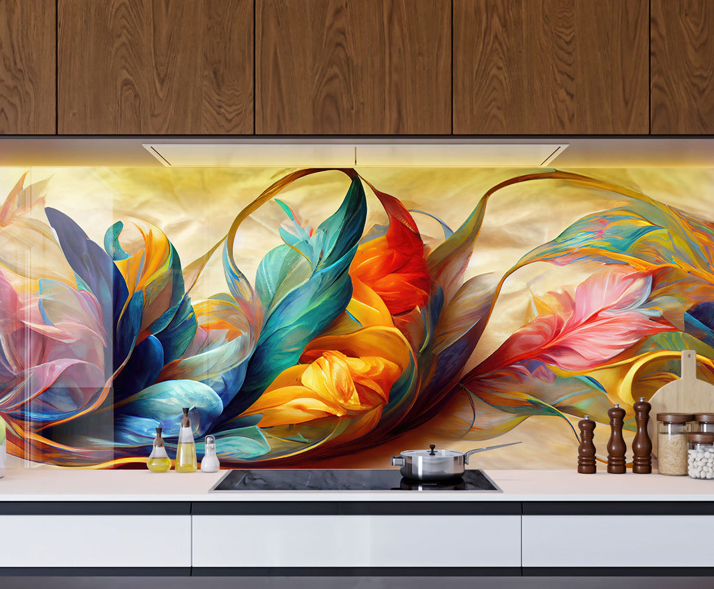 Abstract Tempered Glass Backsplash-BacksplashArtworks