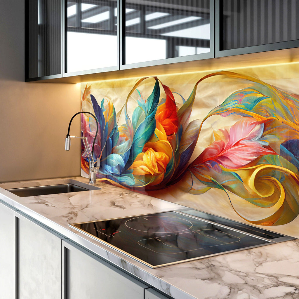 Abstract Tempered Glass Backsplash-BacksplashArtworks