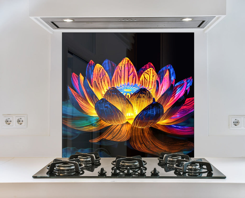 Lotus Tempered Glass Backsplash-BacksplashArtworks