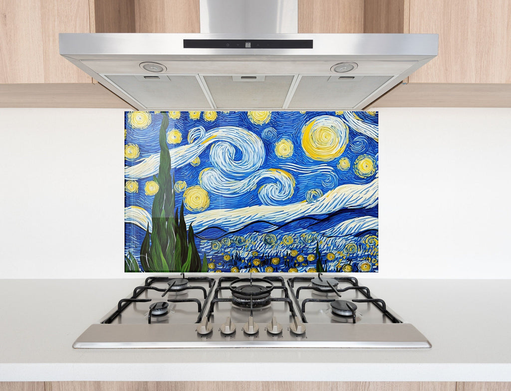 Starry Night - Glass Kitchen Backsplash-BacksplashArtworks