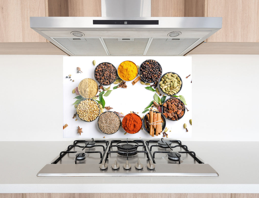 Spice Harmony Circle - Glass Kitchen Backsplash-BacksplashArtworks
