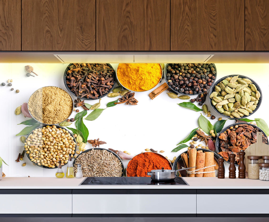 Spice Harmony Circle - Glass Kitchen Backsplash-BacksplashArtworks