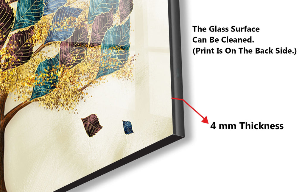 Leaves Tempered Glass Backsplash-BacksplashArtworks