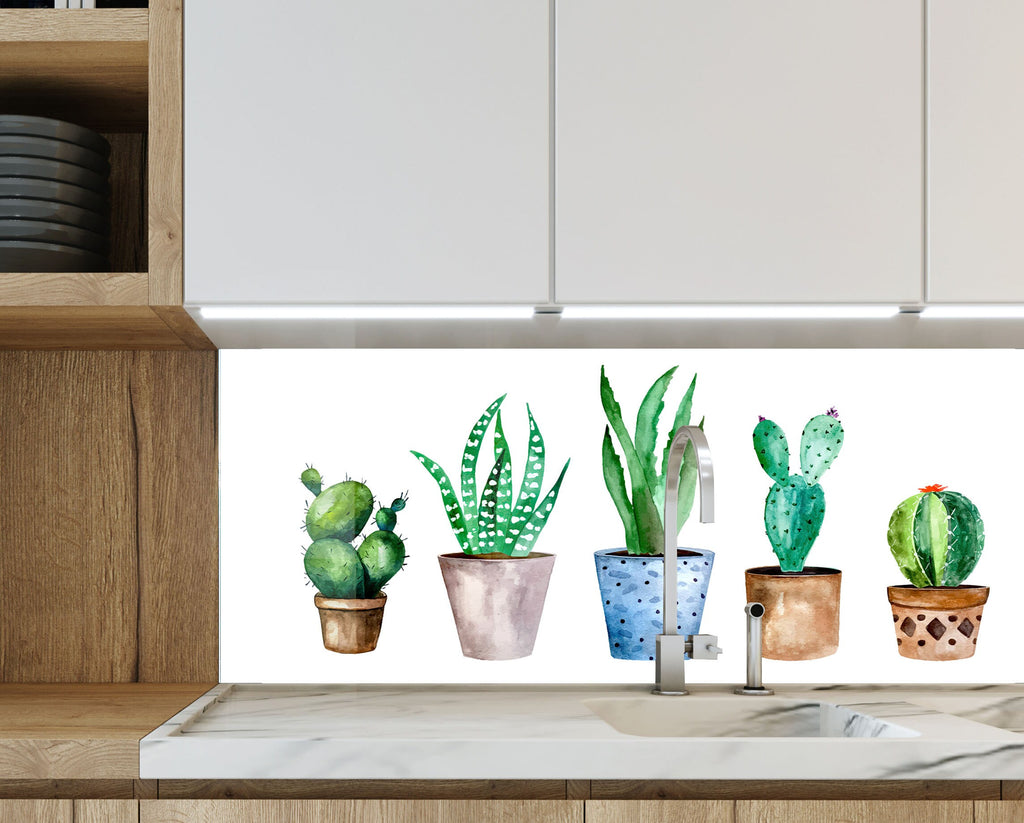 Cactus Tempered Glass Backsplash-BacksplashArtworks