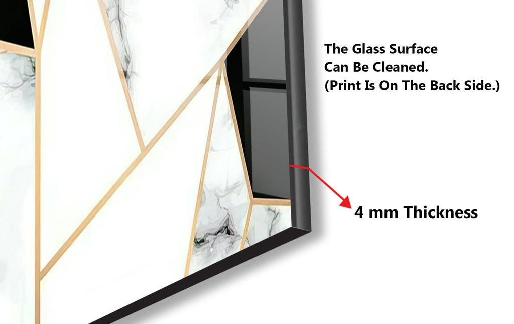 Geometric Marble & Gold - Glass Kitchen Backsplash-BacksplashArtworks