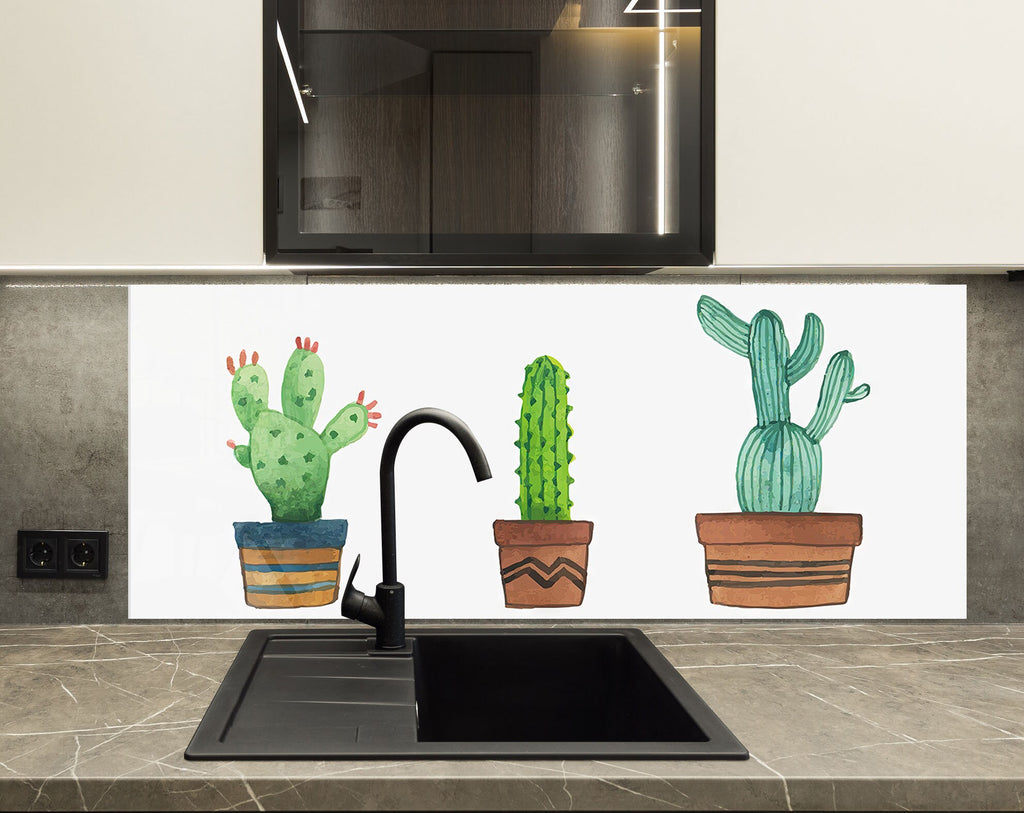 Cactus Tempered Glass Backsplash-BacksplashArtworks