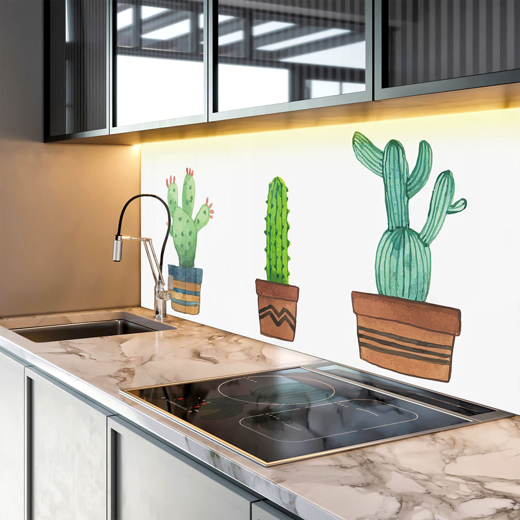 Cactus Tempered Glass Backsplash-BacksplashArtworks