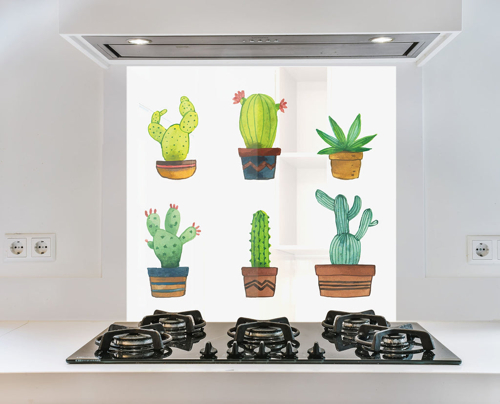 Cactus Tempered Glass Backsplash-BacksplashArtworks