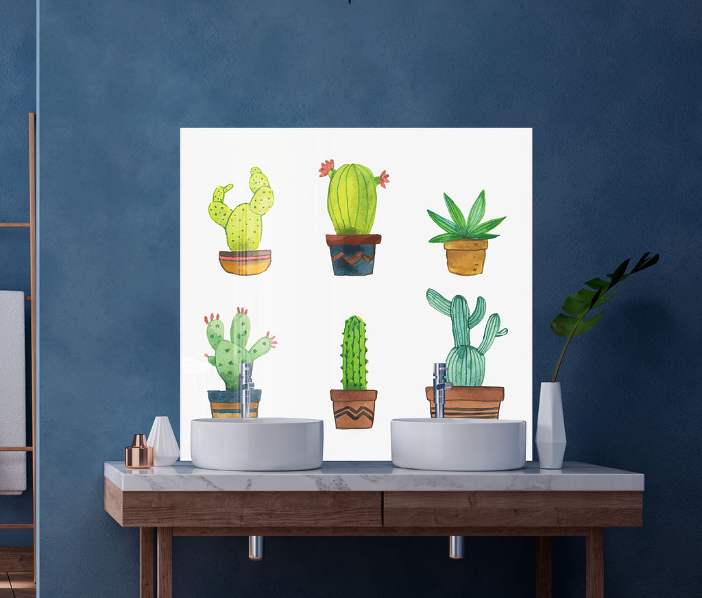 Cactus Tempered Glass Backsplash-BacksplashArtworks