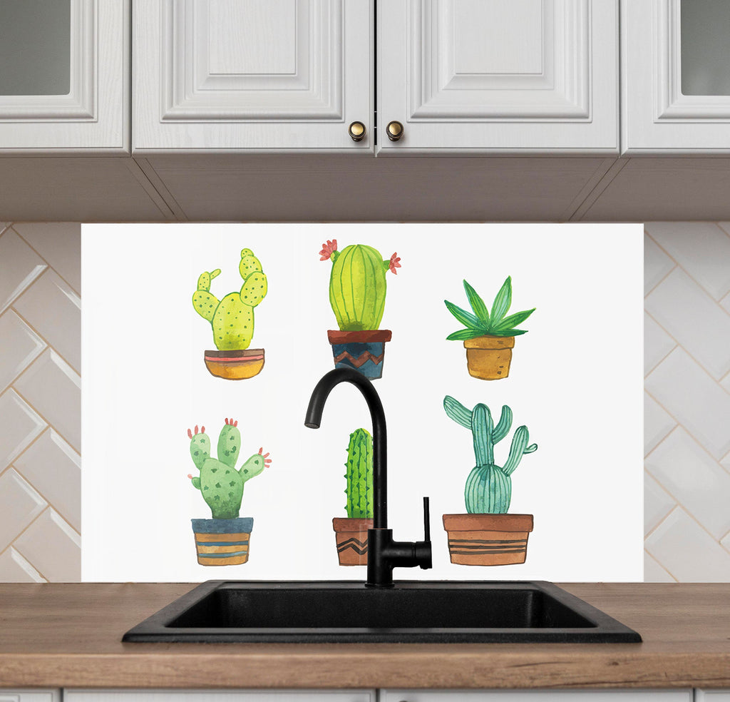 Cactus Tempered Glass Backsplash-BacksplashArtworks