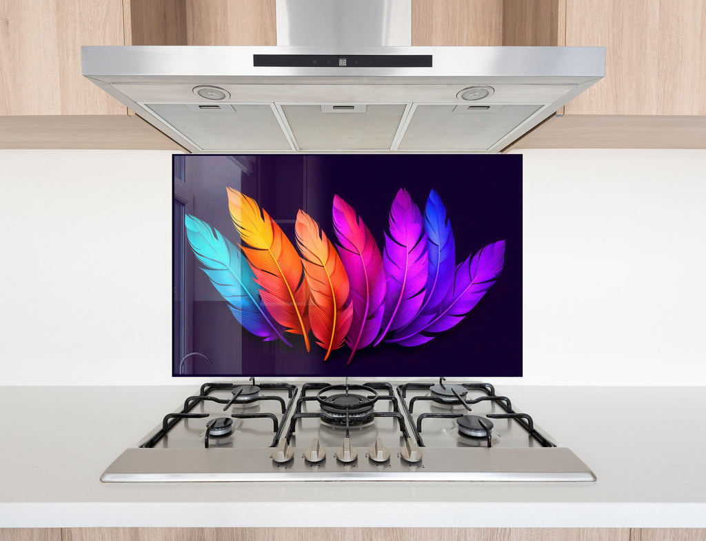 Feathers Tempered Glass Backsplash-BacksplashArtworks