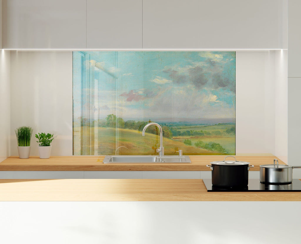 Vintage Landscape Art - Glass Kitchen Backsplash-BacksplashArtworks