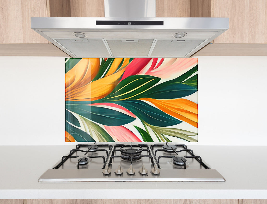 Leaves Tempered Glass Backsplash-BacksplashArtworks