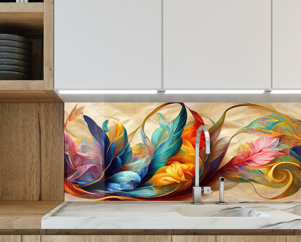 Abstract Tempered Glass Backsplash-BacksplashArtworks