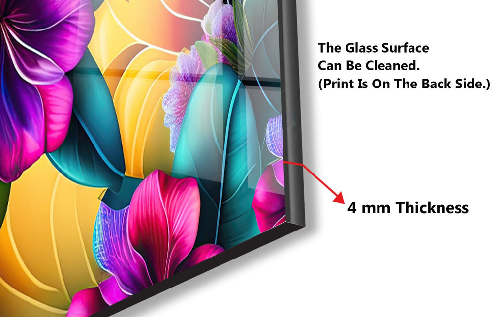Tropical Bloom Fiesta - Glass Kitchen Backsplash-BacksplashArtworks