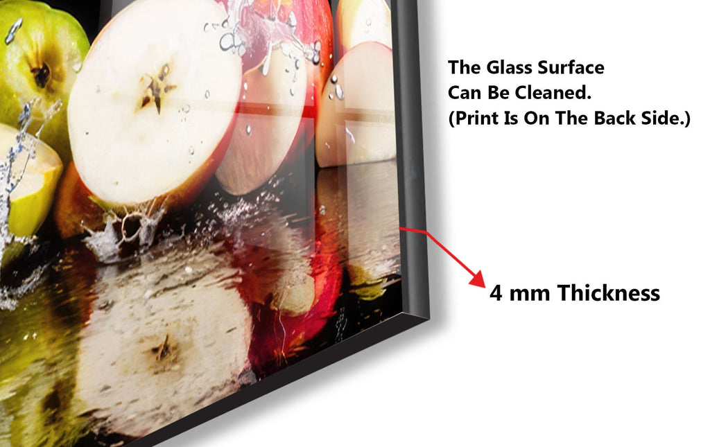 Fresh Fruit Splash Glass Kitchen Backsplash – Vibrant Citrus & Apple Design-BacksplashArtworks