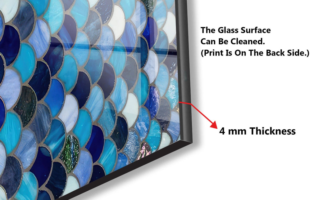 Blue Tile Tempered Glass Backsplash-BacksplashArtworks
