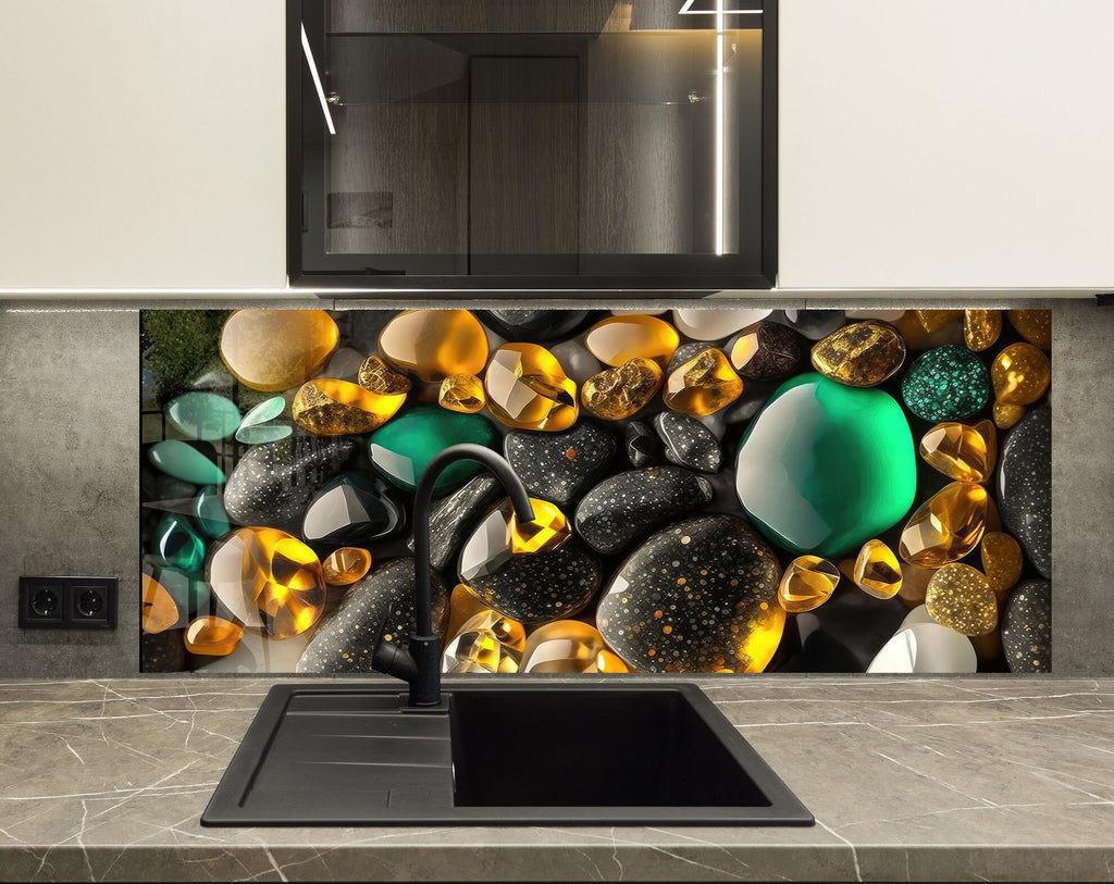 Zen Stone Glass Kitchen Backsplash | Backsplash Artworks ...