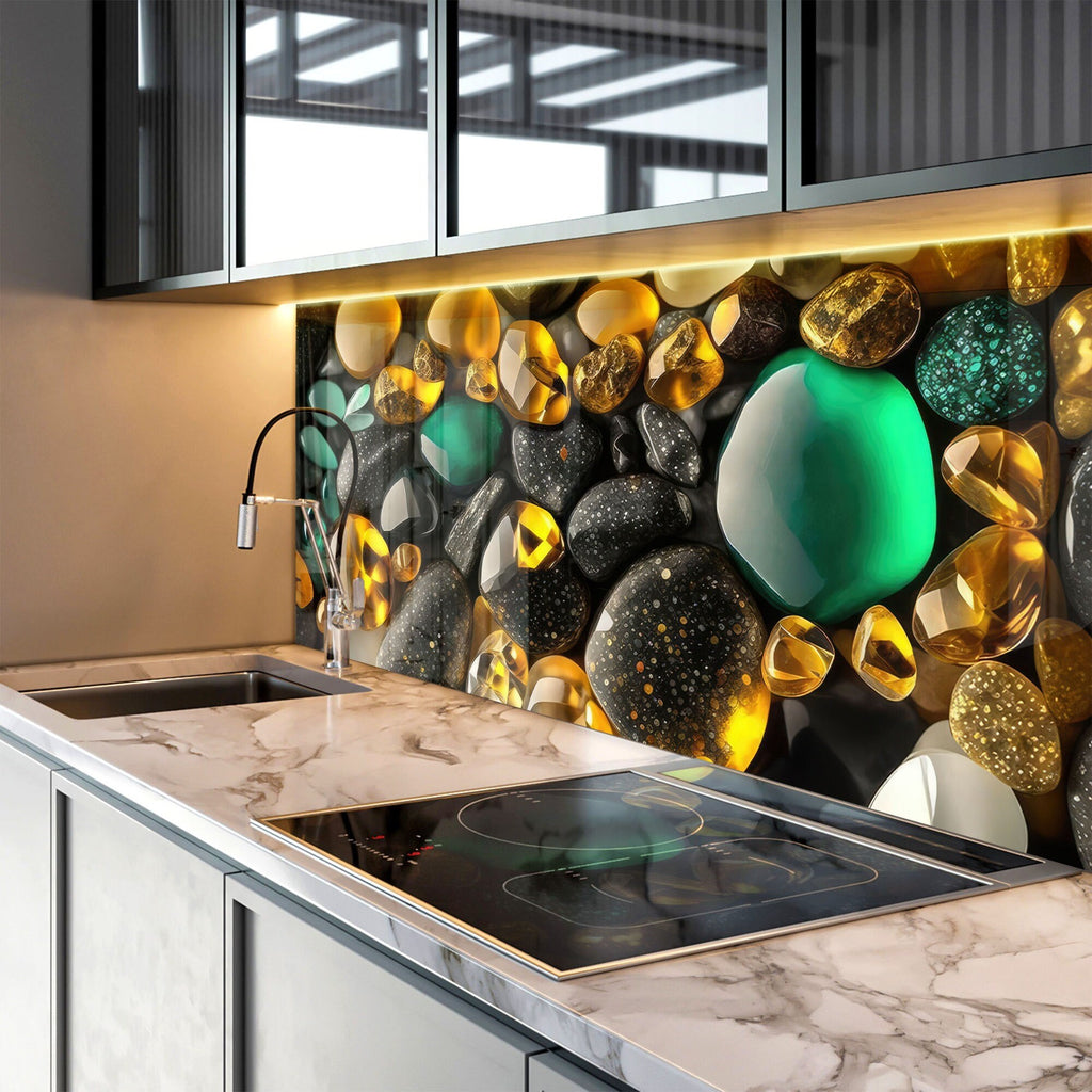 Zen & Spa Stones Tempered Glass Backsplash-BacksplashArtworks